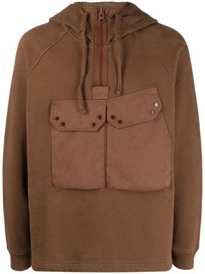 Ten C half-zip cotton hoodie - Brown