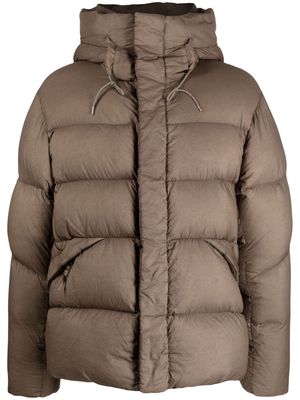 Ten C high-neck hooded puffer jacket - Brown