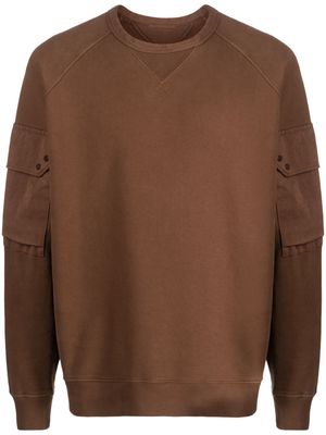 Ten C logo-appliqué panelled cotton sweatshirt - Brown