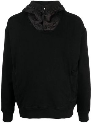 Ten C logo-patch cotton hoodie - Black