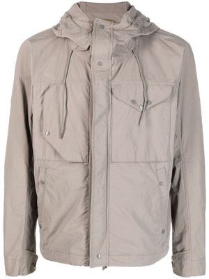 Ten C logo-patch hooded rain jacket - Grey