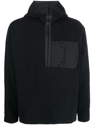 Ten C long-sleeve cotton hoodie - Black