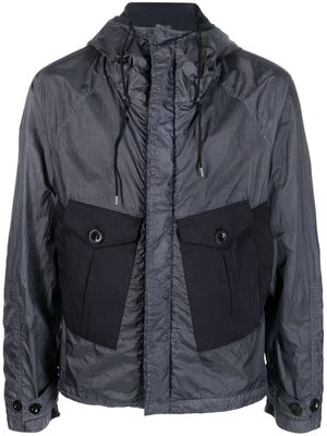 Ten C two-tone hooded rain jacket - Black