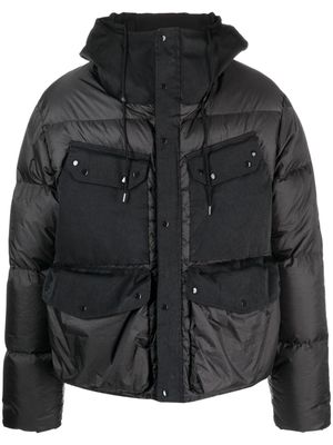 Ten C Wind Combo hooded down jacket - Black