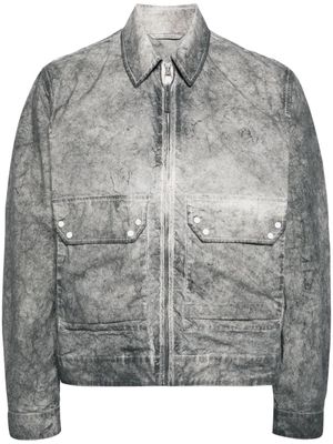 Ten C zip-up distressed-effect shirt jacket - Grey