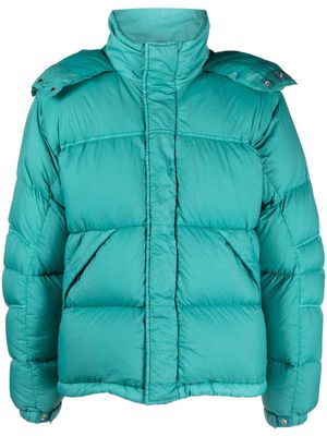 Ten C zip-up hooded down jacket - Green