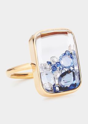 Ten Fourteen Blue Sapphire and Diamond Shaker Ring in 18k Gold
