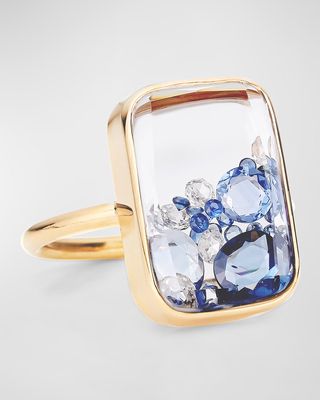 Ten Fourteen Diamond and Sapphire Kaleidoscope Shaker Ring, Size 7