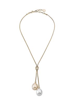 Tender 18K-Gold-Plated & Lab-Grown Baroque Pearls Knot Necklace