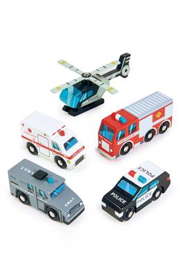 Tender Leaf Toys Emergency Vehicle Wooden Toy Set in Multi