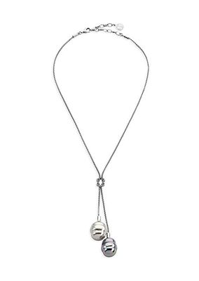 Tender Rhodium-Plated & Lab-Grown Baroque Pearls Knot Necklace
