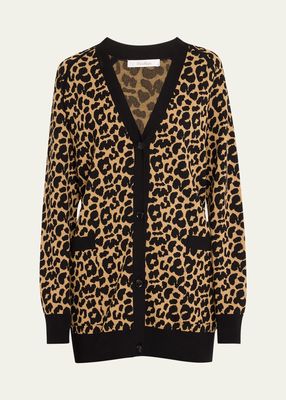 Tenore Leopard Print Knit Cardigan