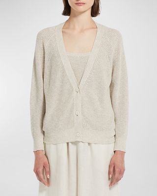 Tenore Ribbed Button-Down Cardigan
