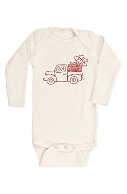 Tenth & Pine Heart Truck Long Sleeve Organic Cotton Bodysuit in Natural