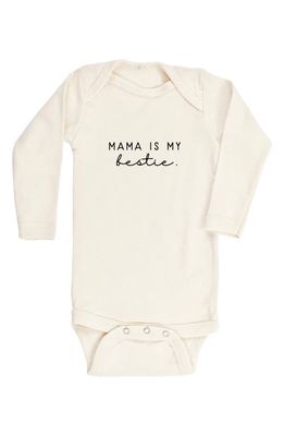 Tenth & Pine Mama Is My Bestie Long Sleeve Organic Cotton Bodysuit in Natural