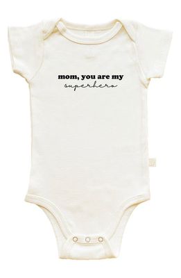 Tenth & Pine Superhero Mom Organic Cotton Bodysuit in Natural 