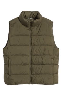 tentree Cloud Shell Quilted Puffer Vest in Black Olive Green