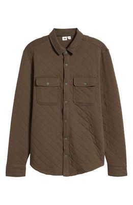 tentree Colville Quilted Organic Cotton Blend Shirt Jacket in Black Olive Green