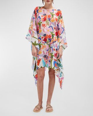 Tera Floral-Print Handkerchief Midi Dress