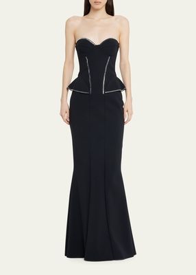 Terenzia Strapless Crystal-Embellished Gown