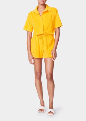 Terry Cloth Button-Front Romper