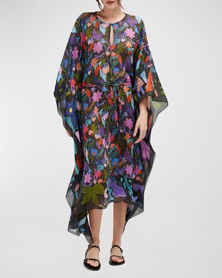 Terry Cutout Floral-Print Silk Maxi Dress