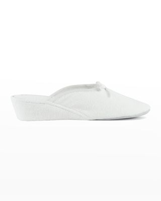 Terrycloth Wedge Slippers w/ Bow