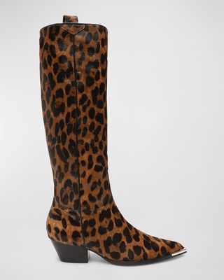 Tessie Leopard Tall Western Boots