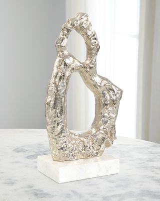 Textural Gold and White Marble Sculpture I