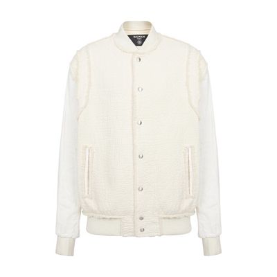 Textured cotton bomber jacket