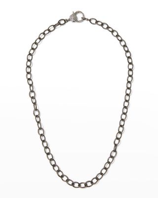 Textured Link Chain with Diamond Clasp