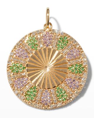 Textured Marrakech Pink Sapphire, Tsavorite and Diamond Pendant