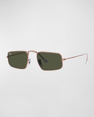Textured Metal Rectangle Sunglasses