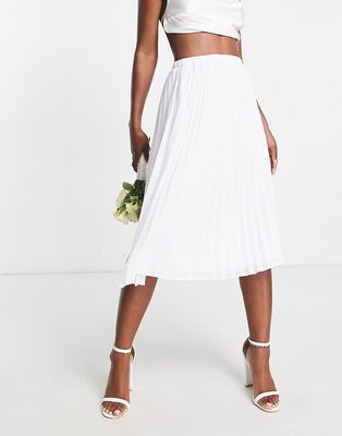 TFNC Bridesmaid pleated midi skirt in white