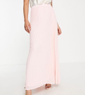 TFNC Petite Bridesmaid pleated maxi skirt in whisper pink