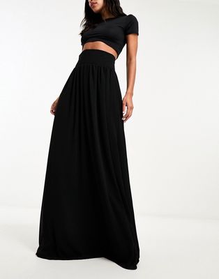 TFNC pleated maxi skirt in black