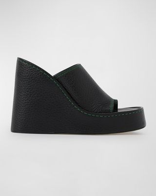 Thais Calfskin Platform Wedge Sandals