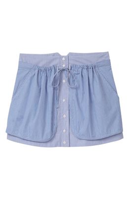 Thakoon Mixed Stripe Cotton Pocket Skirt in Blue