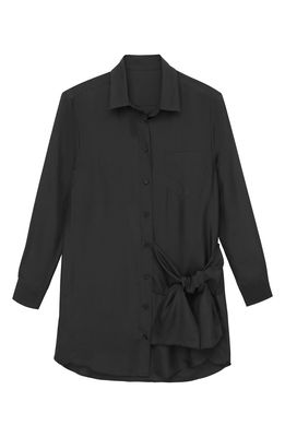 Thakoon Silk Tie Front Shirtdress in Black