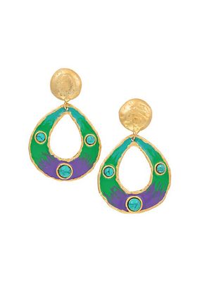 Thalita 22K-Gold-Plated, Turquoise & Enamel Drop Earrings