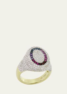 The 6th Rainbow Diamond Pave Signet Ring