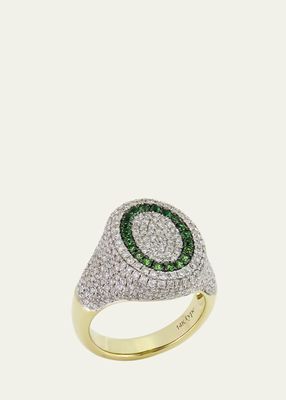The 6th Tsavorite Diamond Pave Signet Ring