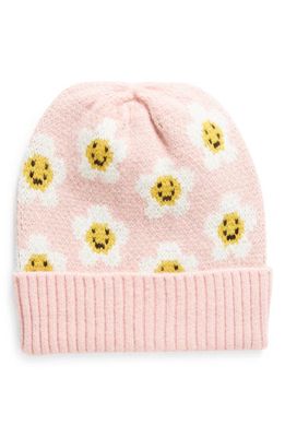 The Accessory Collective Floral Beanie in Pink