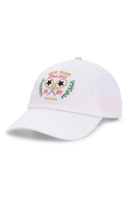 The Accessory Collective Kids' NY Tennis Club Embroidered Baseball Cap in White 