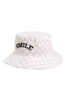 The Accessory Collective Kids' Smile Check Bucket Hat in Pink 