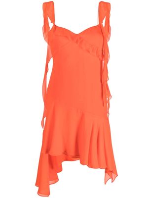 THE ANDAMANE asymmetric cold-shoulder silk-chiffon minidress - Orange