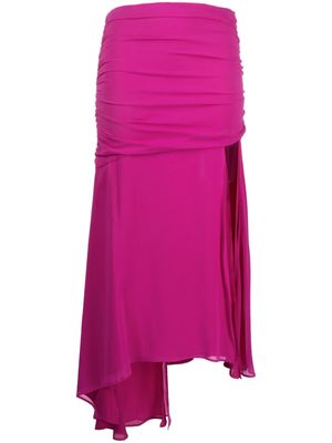 THE ANDAMANE asymmetric draped midi skirt - Pink
