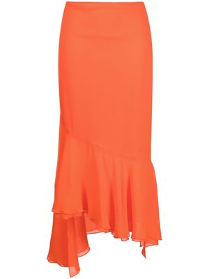 THE ANDAMANE asymmetric mid skirt - Orange