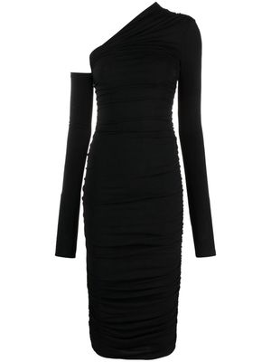 THE ANDAMANE asymmetric one-shoulder midi dress - Black