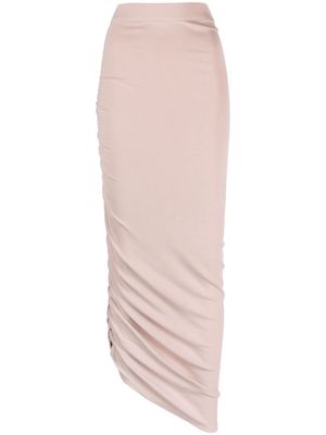 THE ANDAMANE asymmetric ruched maxi skirt - Neutrals